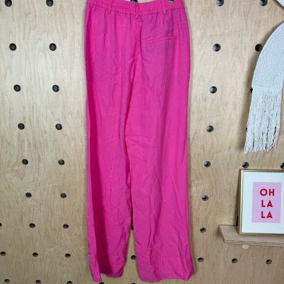 Zara Women’s Blogger Favorite High Waist Pink Wide Leg Trousers Size Small - Picture 5 of 8